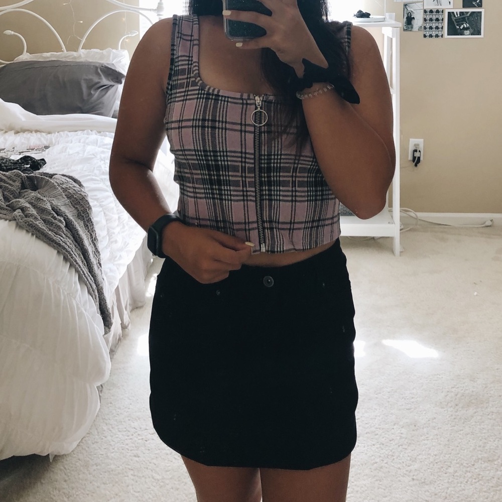 new w/o tags light pink plaid zip up tank